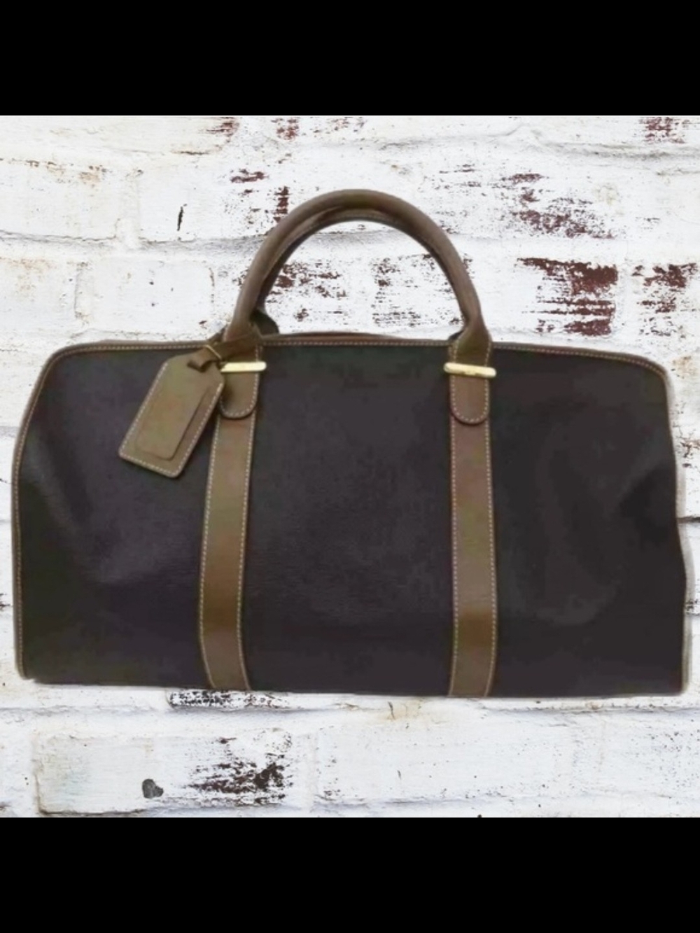 Dunhill Boston Bag Brown and Black with Leather Trim